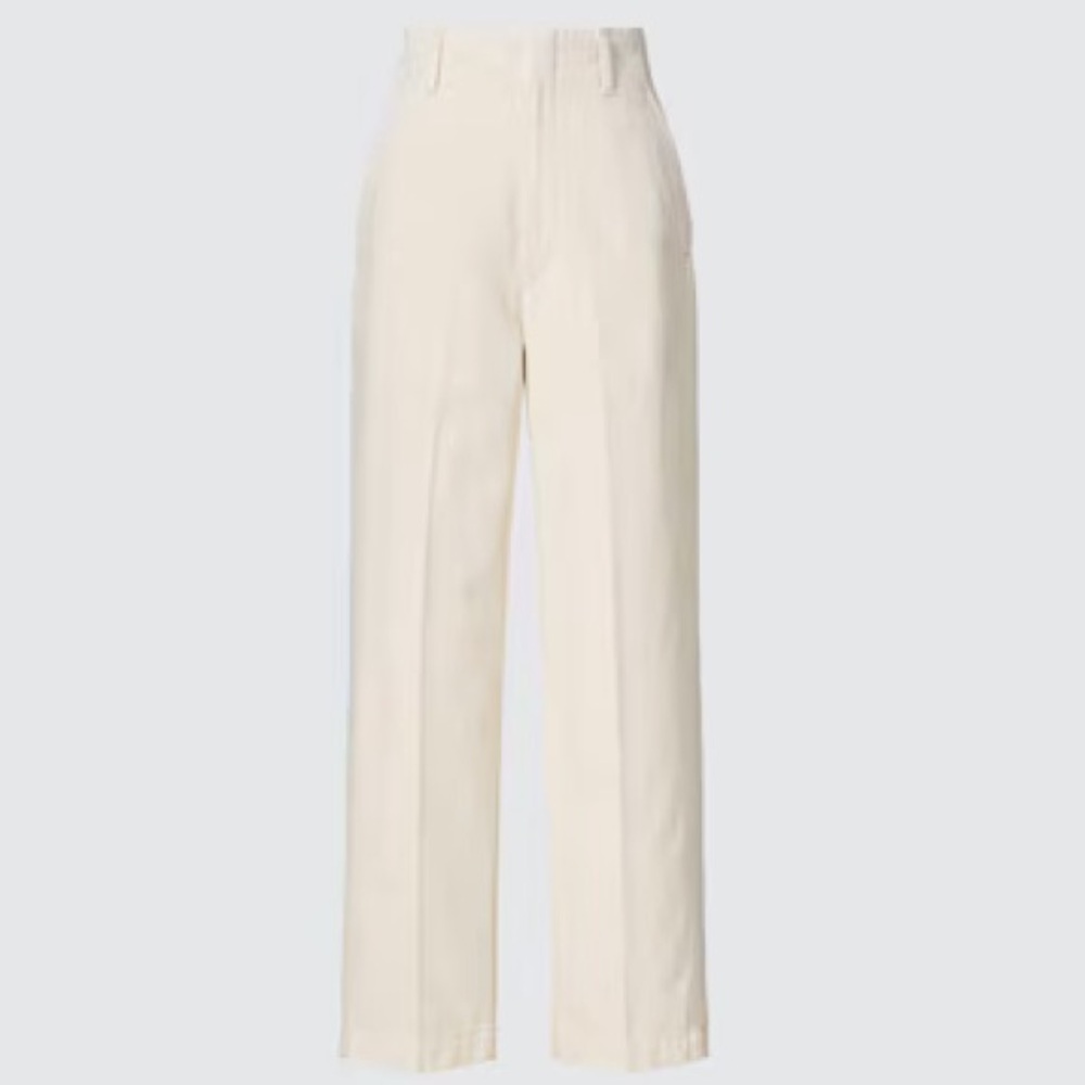 Uniqlo Denim Straight Pants in Cream